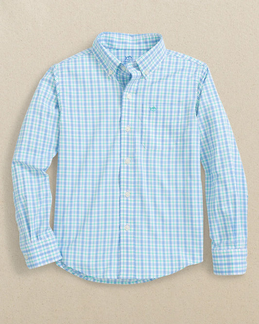 Boys Turnberry Plaid Sportshirt | Boat Blue