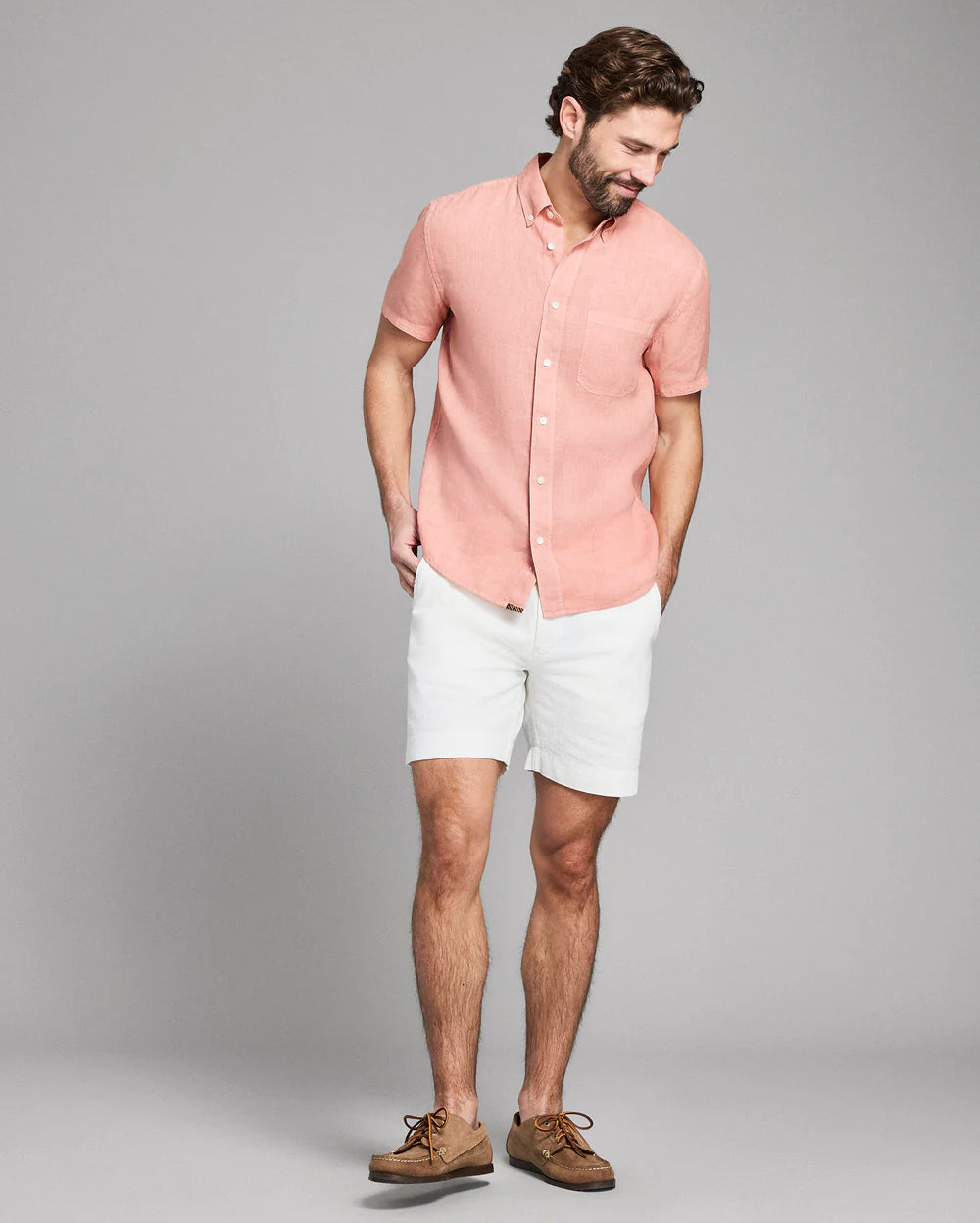 Linen Tuscumbia Button Down Shirt | Salmon