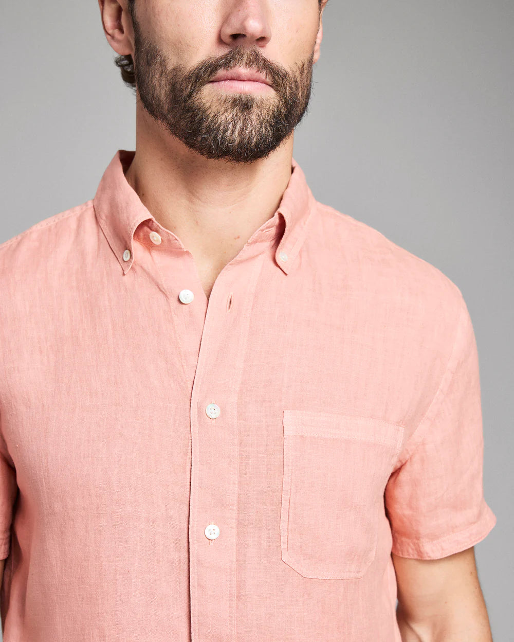 Linen Tuscumbia Button Down Shirt | Salmon