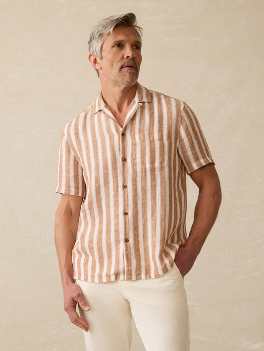 SS Palma Linen Camp Shirt | Sienna Valley Stripe