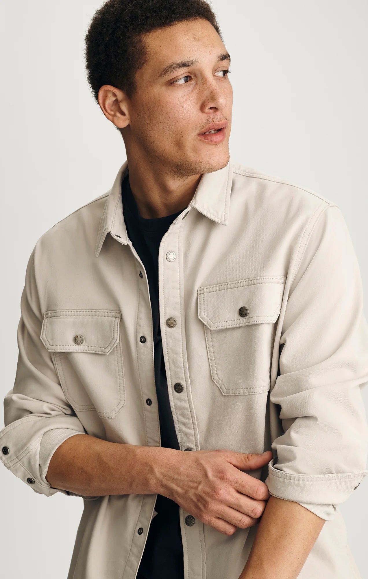 Asher Denim Overshirt | Beige