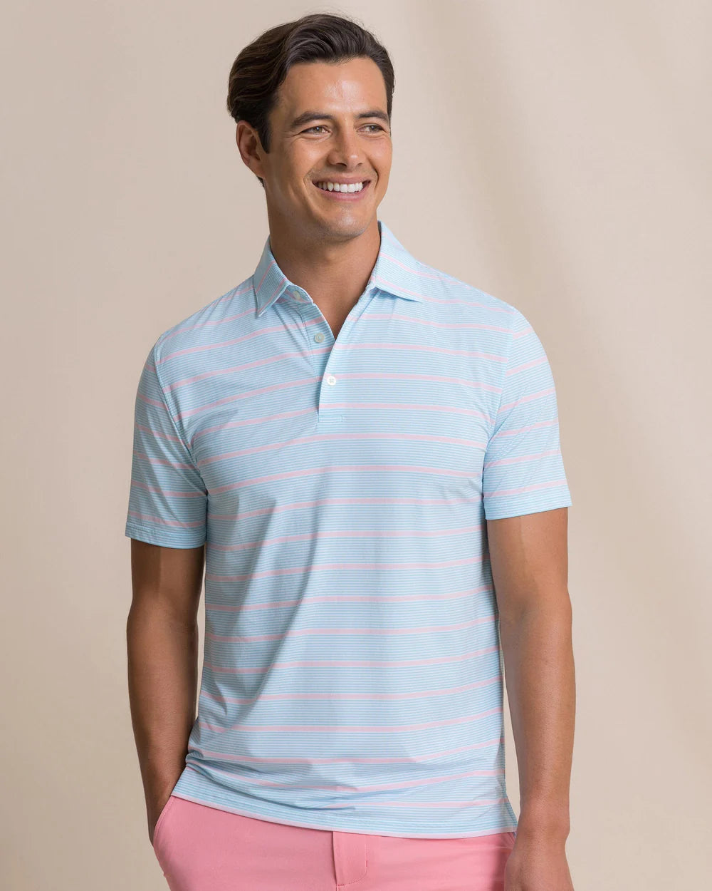 Core Sound Stripe Polo | Tropical Breeze Blue