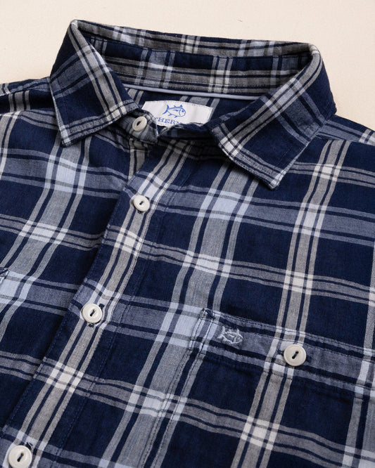 Somerset Plaid Double Cloth Heather Sportshirt | Dress Blue