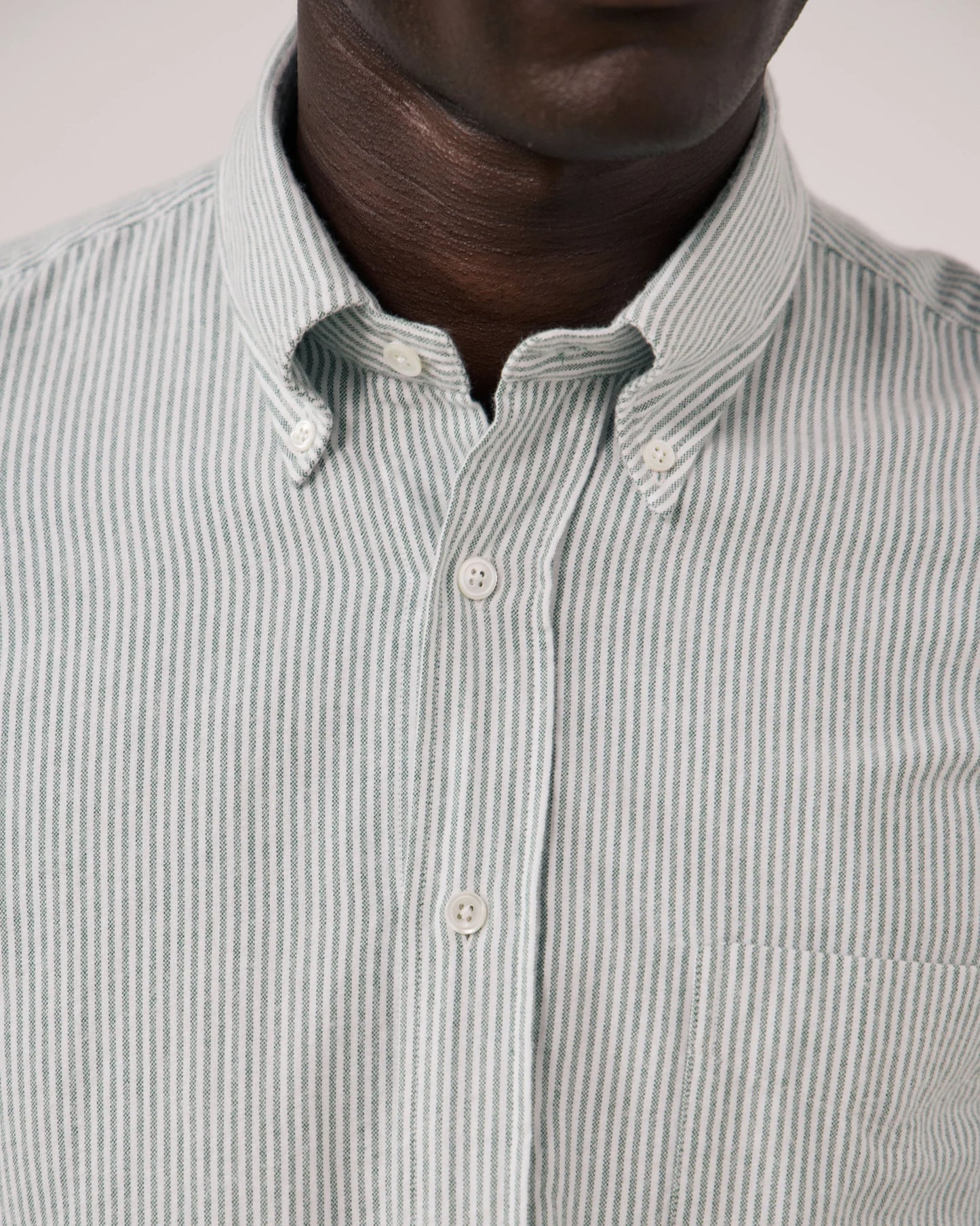 Pitt Brushed Oxford Shirt | Green Stripe