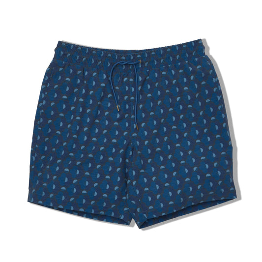 Cotton Stretch Swim Trunk | Geo Blue Navy