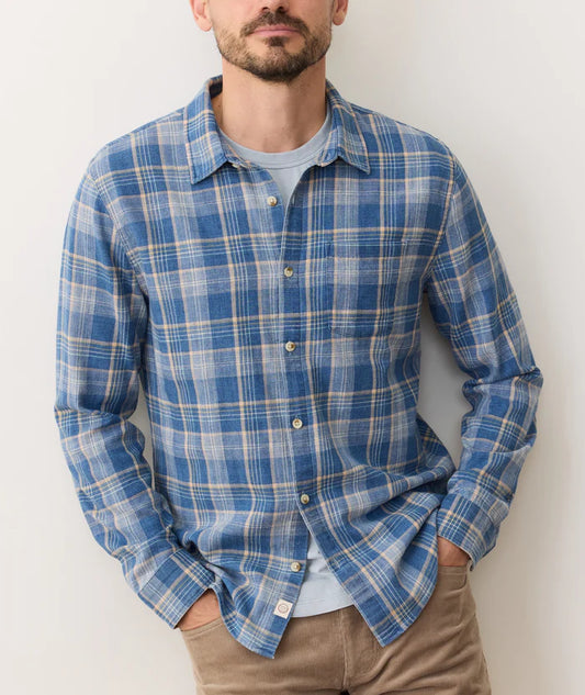 Classic Stretch Selvage Shirt | Blue Indigo Plaid