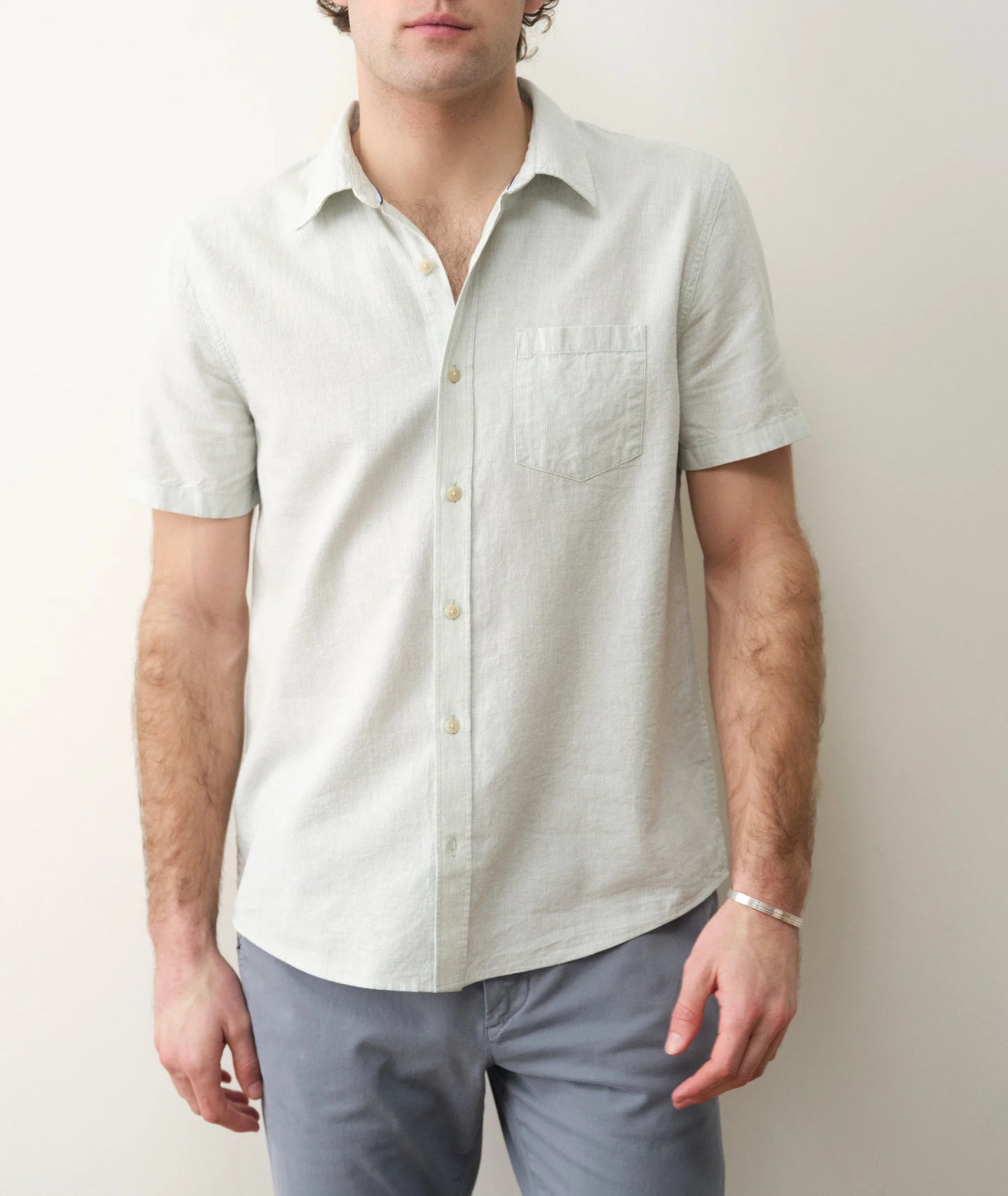 Better-Than-Linen Short Sleeve Shirt | Iceberg Stripe