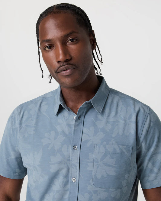 Bridge Button Down | Dusty Blue Plumeria