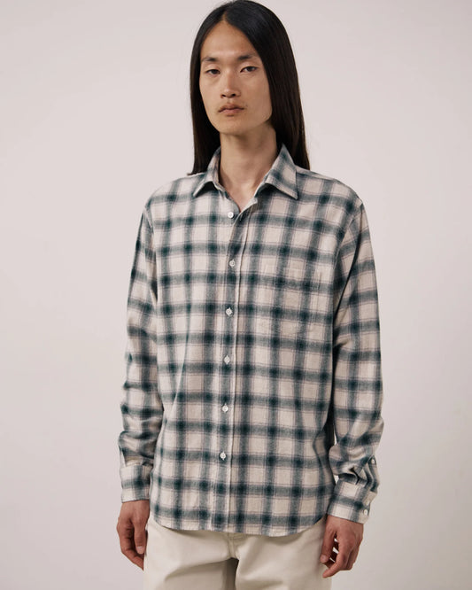 Paul Checked Flannel Shirt | Natural & Green
