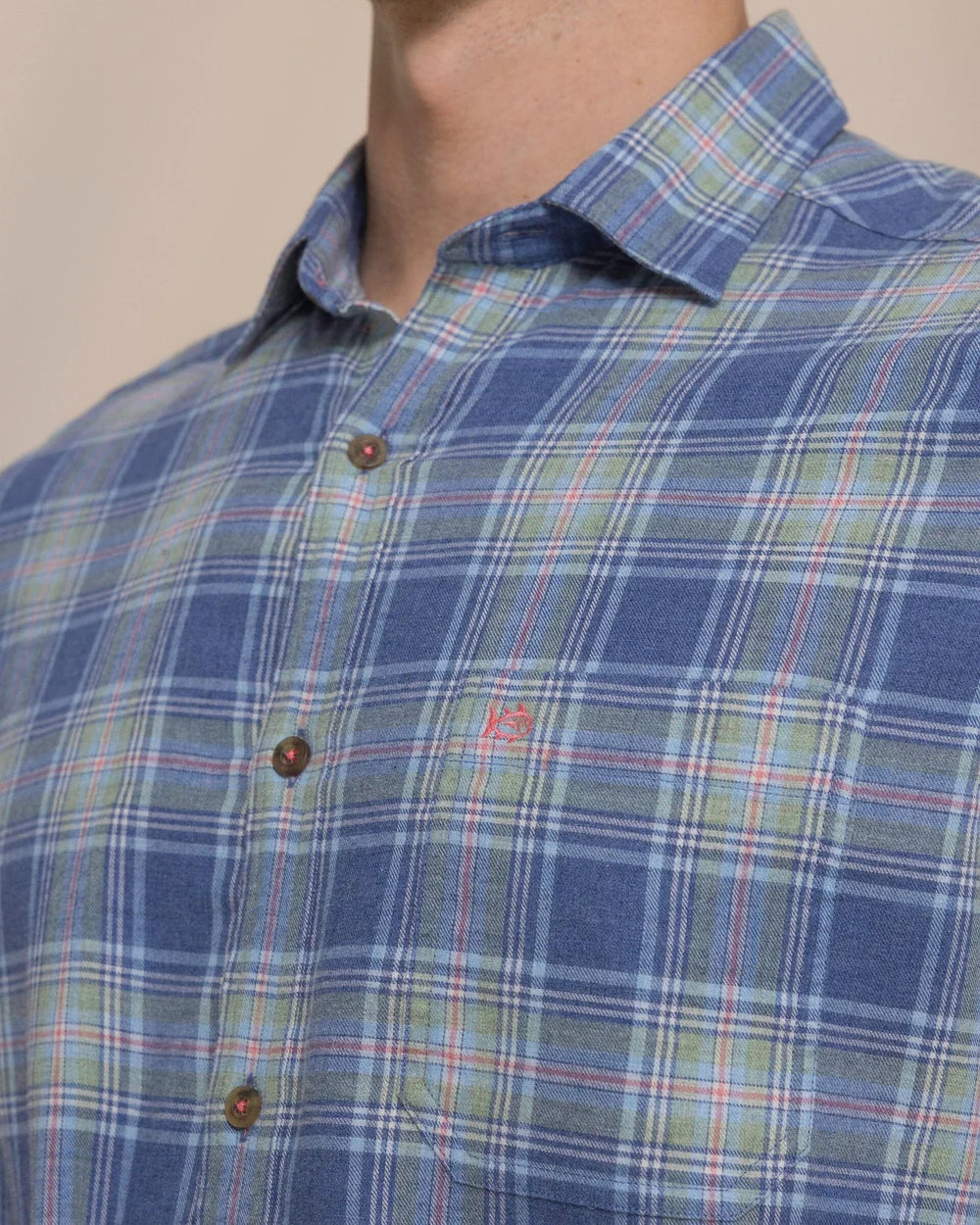 Ocean View Heather Brushed Twill Sportshirt | Heather Nautical Blue