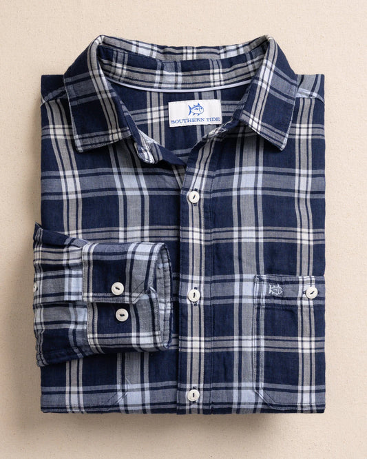 Somerset Plaid Double Cloth Heather Sportshirt | Dress Blue