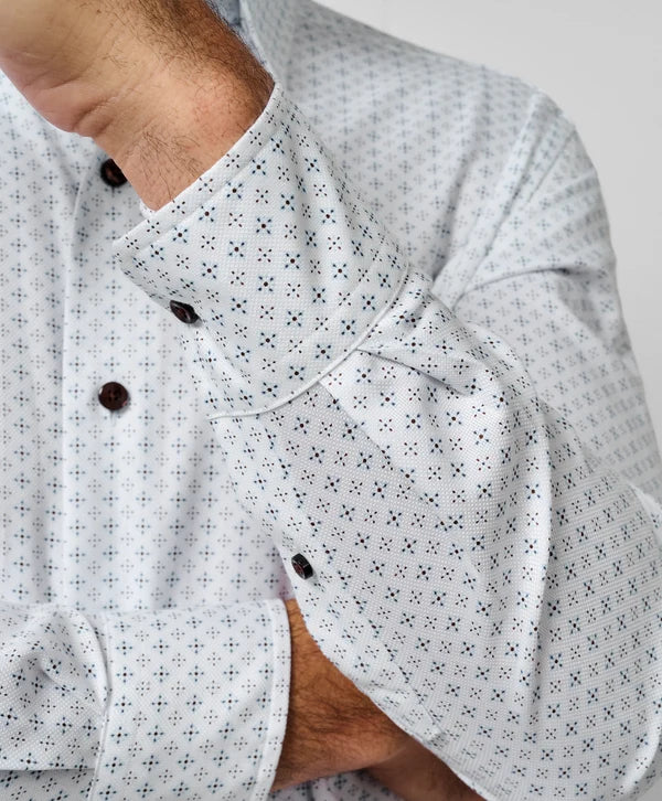 Neat Sport Shirt | White & Chocolate