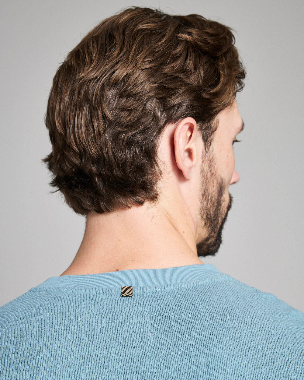 Crinkle Rib Crew | Steel Blue