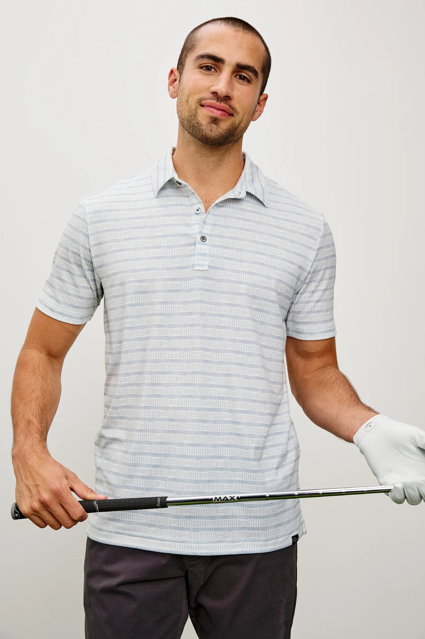 Merced Golf Polo | Sashiko Border White