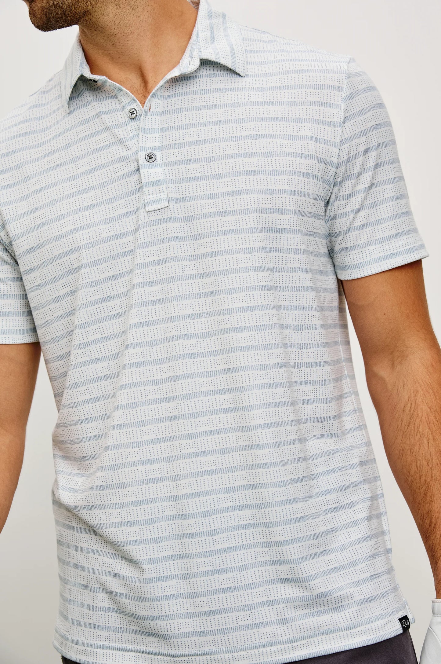 Merced Golf Polo | Sashiko Border White