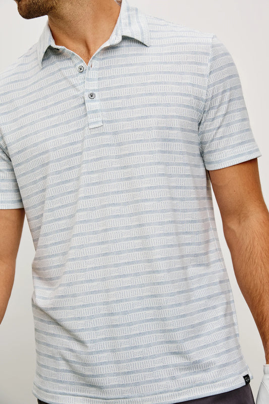 Merced Golf Polo | Sashiko Border White