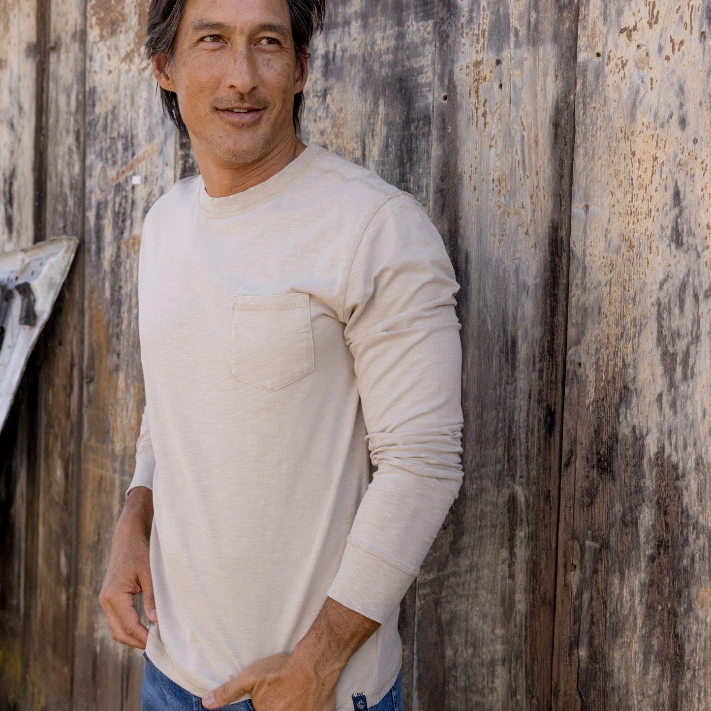 Hewitt Garment Dyed Pocket Tee | Ecru