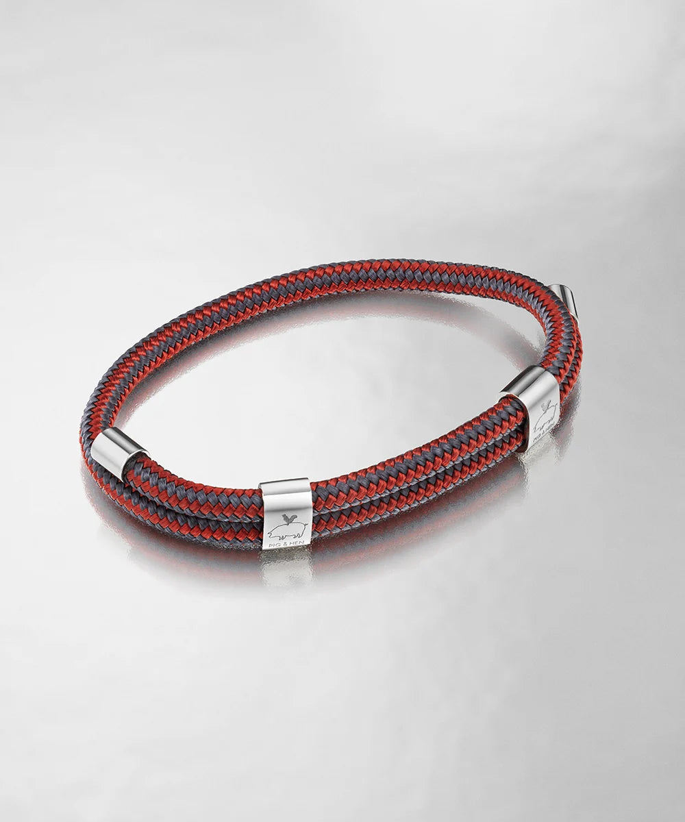 Little Lewis DBL | Velvet Red & Slate Grey Silver