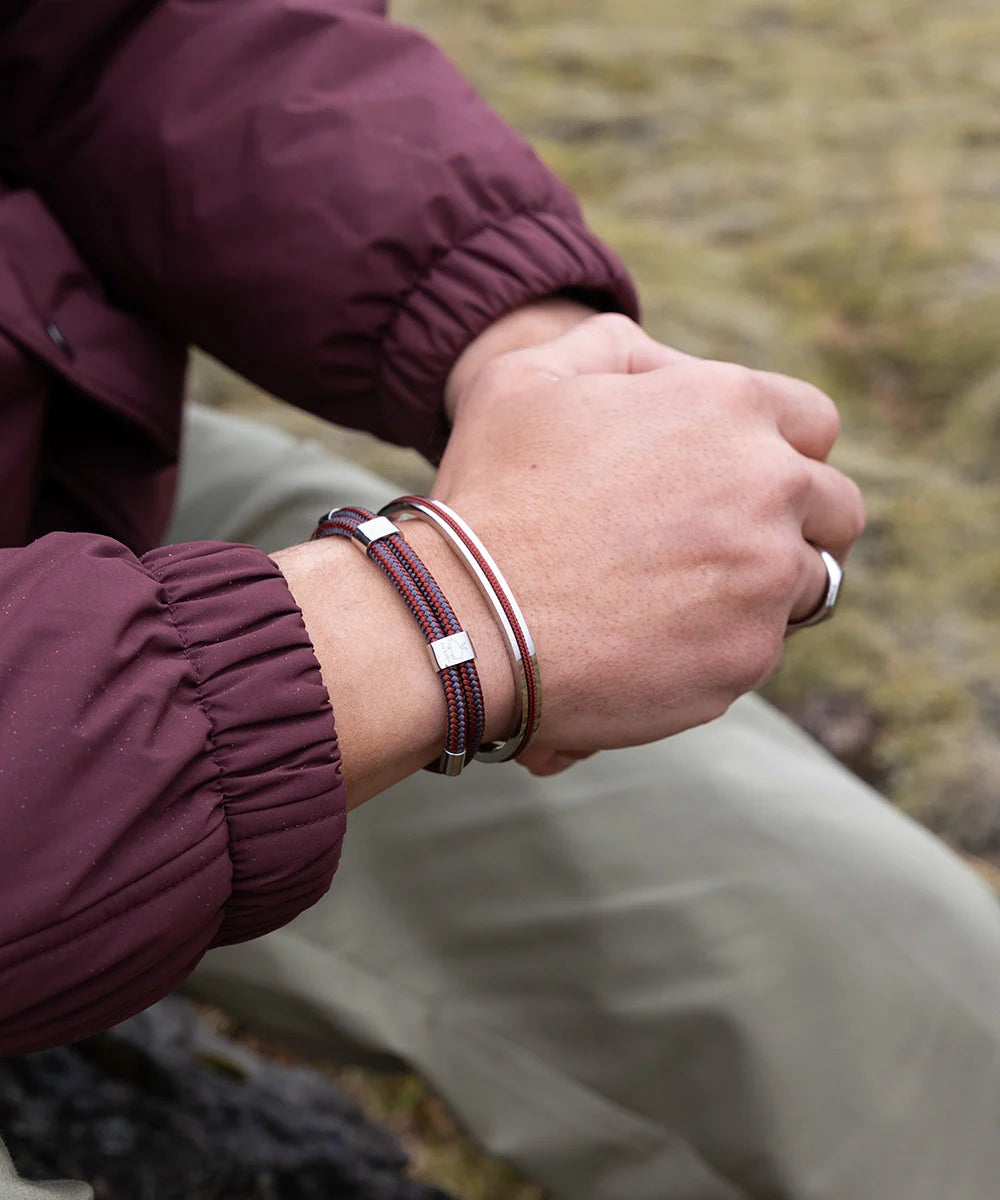 Little Lewis DBL | Velvet Red & Slate Grey Silver