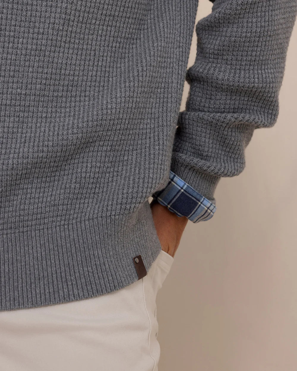 Bass Creek 1/4 Button Sweater | Heather Anchor Grey