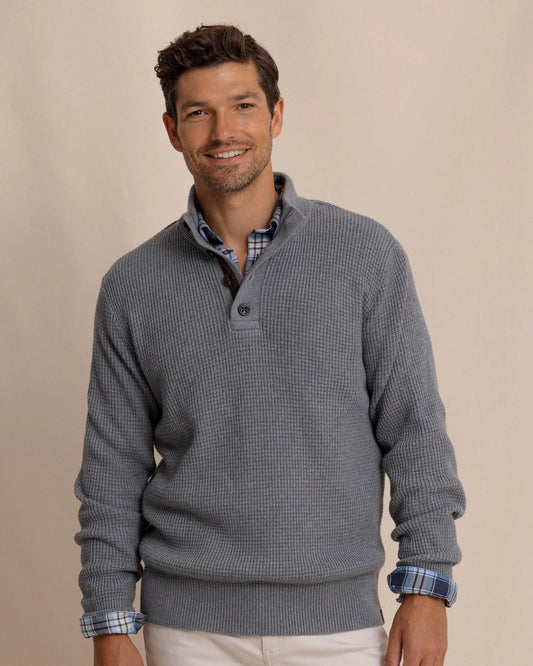 Bass Creek 1/4 Button Sweater | Heather Anchor Grey