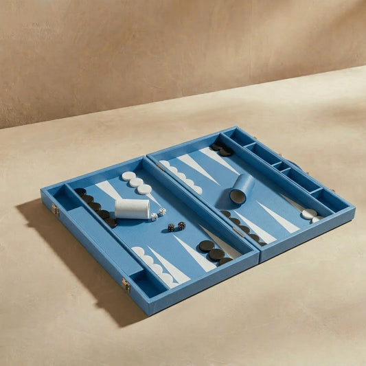 Leather Backgammon Set Blue