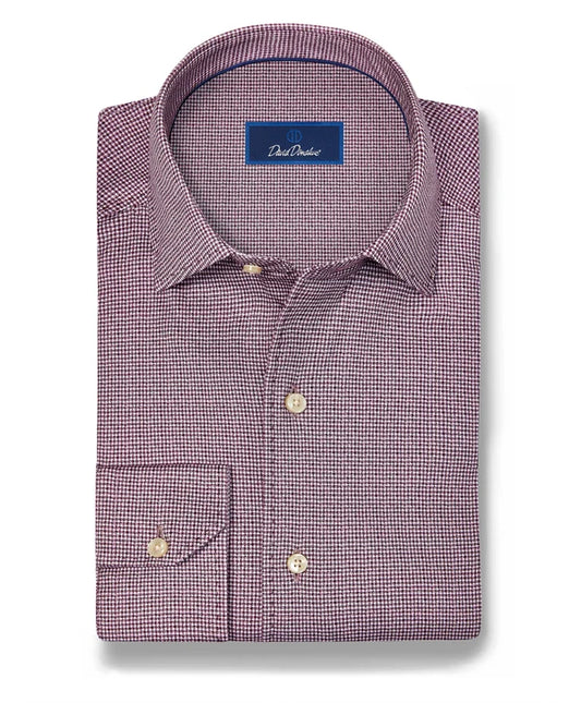 Check Knit Sport Shirt | Merlot & White