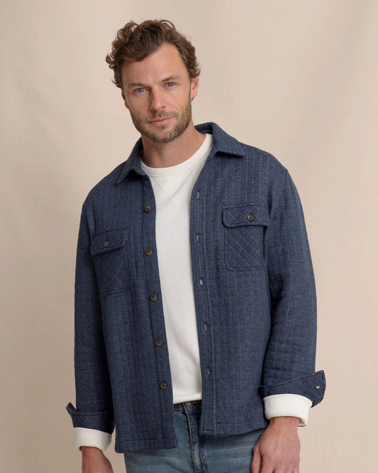 Fairwood Quilted Knit Shacket | Dress Blue