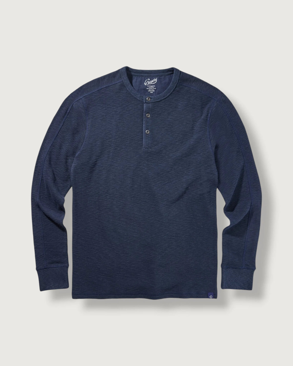 Clint LS Waffle Henley | Dark Navy