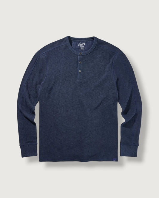 Clint LS Waffle Henley | Dark Navy