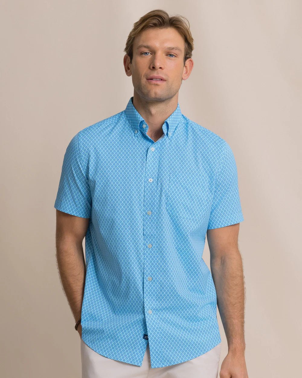Flower Garden Coastal Breeze SS Sports Shirt | Tropical Breeze Blue
