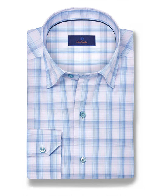 Blue & Pink Twill Check Sport Shirt