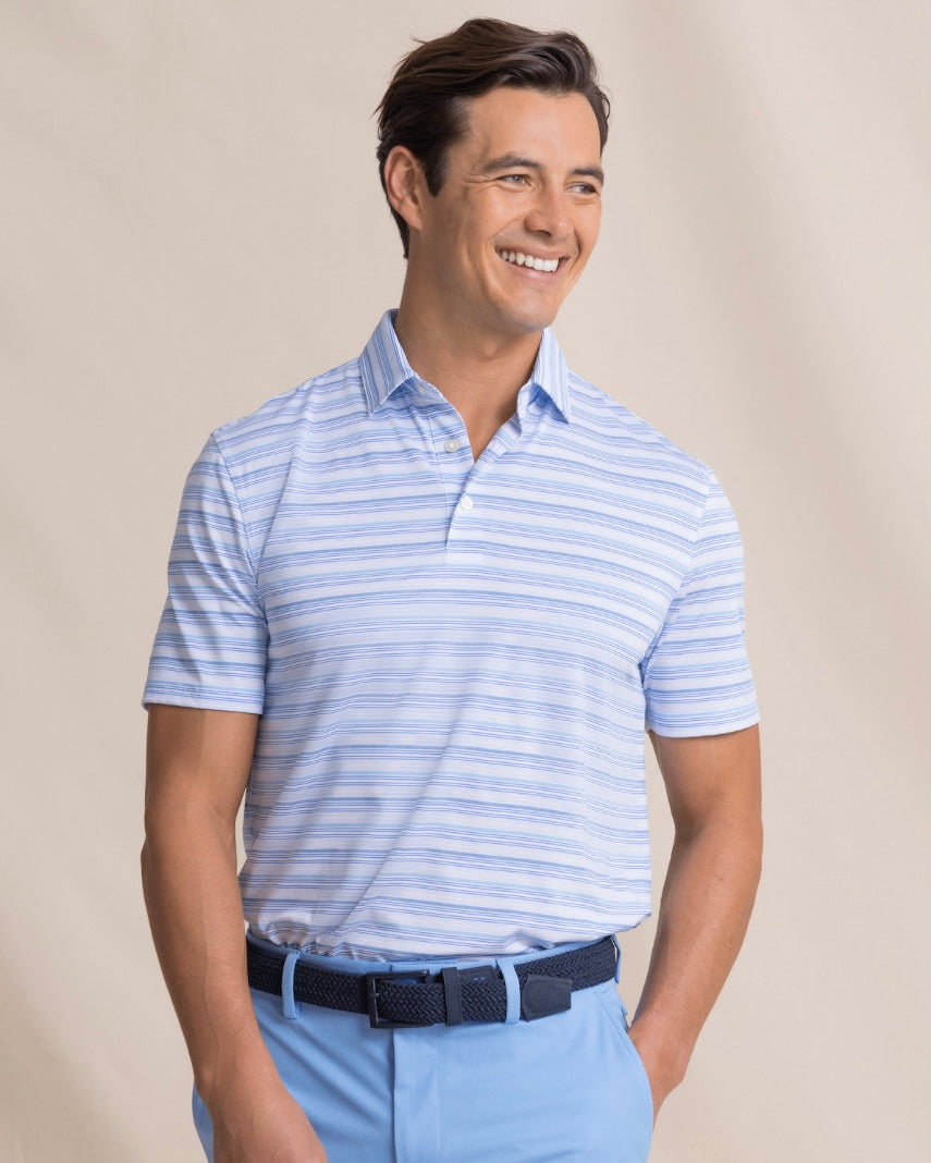 Wild Winds Stripe Polo | Heather Blue Stream