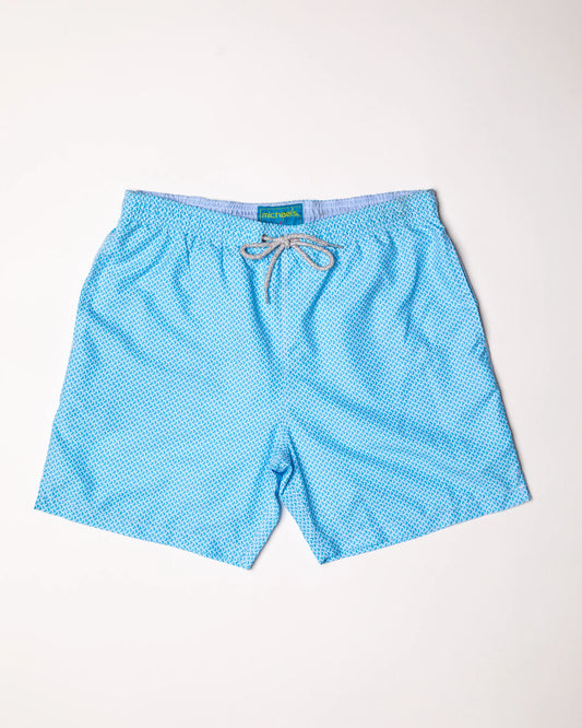 Cyclist Liner Swim Trunk | Wave Print Turquoise