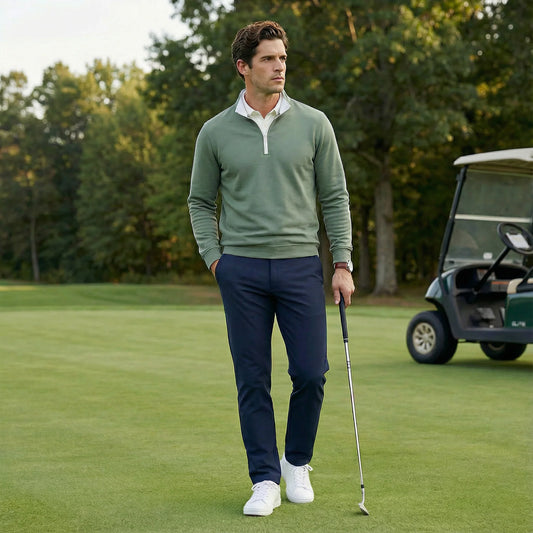 Solid Perf Zip Mock | Agave