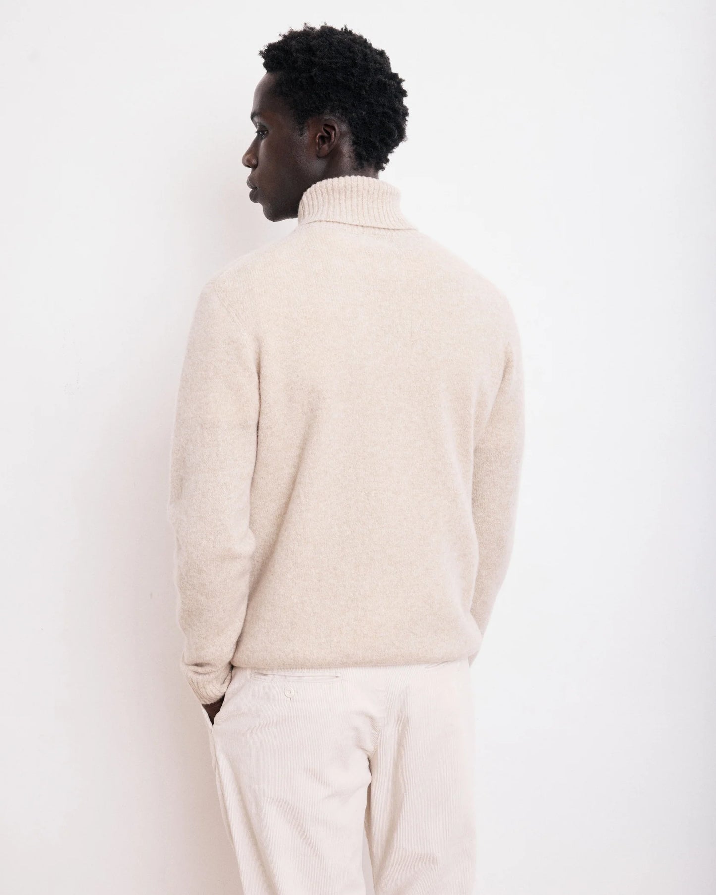 Seamless Roll Neck Sweater | Natural
