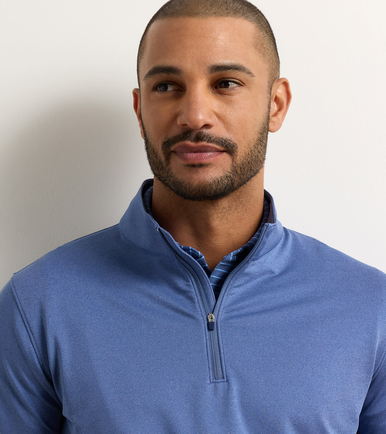 Perth Melange Performance 1/4 Zip | Bali Blue