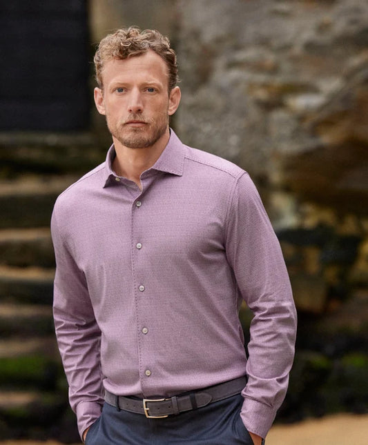 Check Knit Sport Shirt | Merlot & White