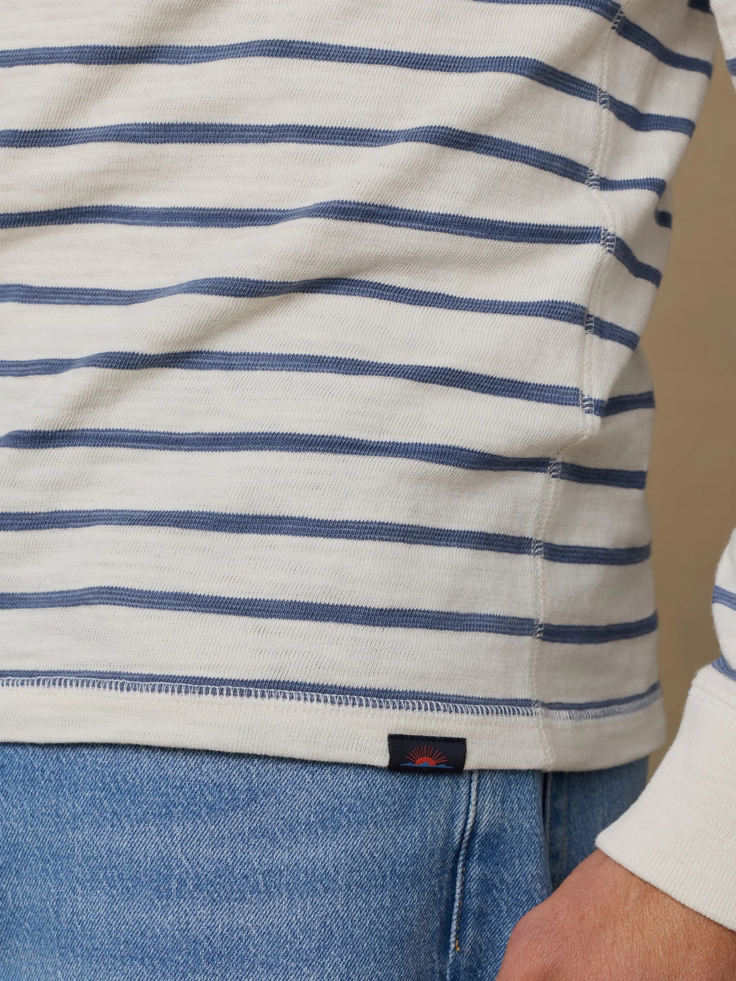 Sunwashed Slub Crew | Ivory Dusk Breton Stripe