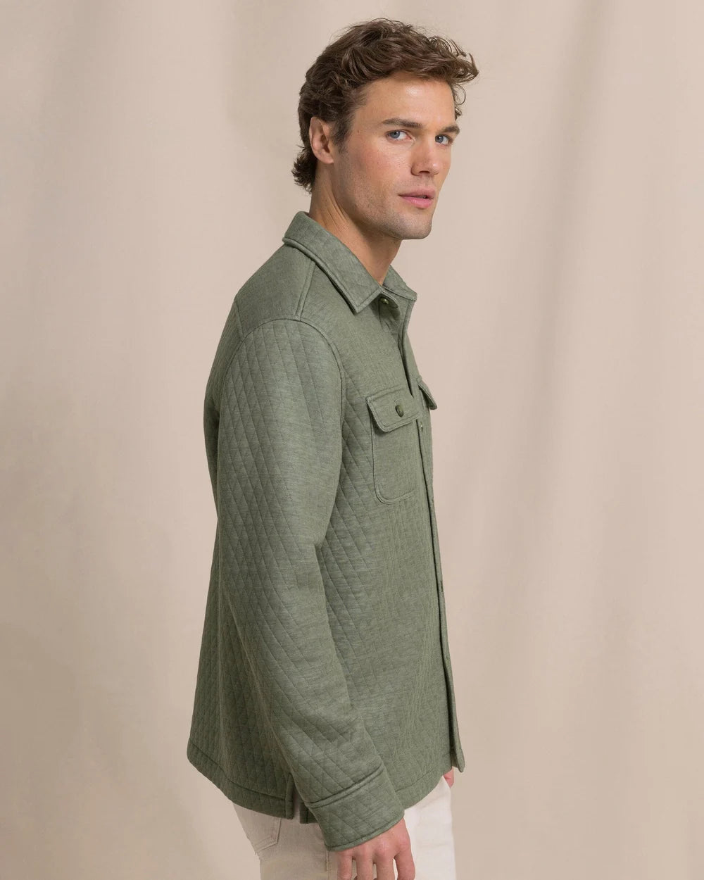 Heather Quilted Knit Shacket | Heather Cedar Green