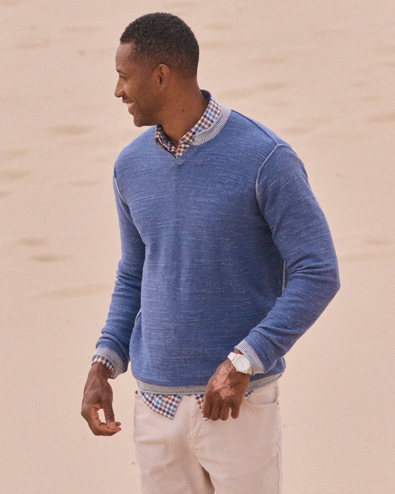 Jamesy Split Neck Cotton Sweater | Indigo