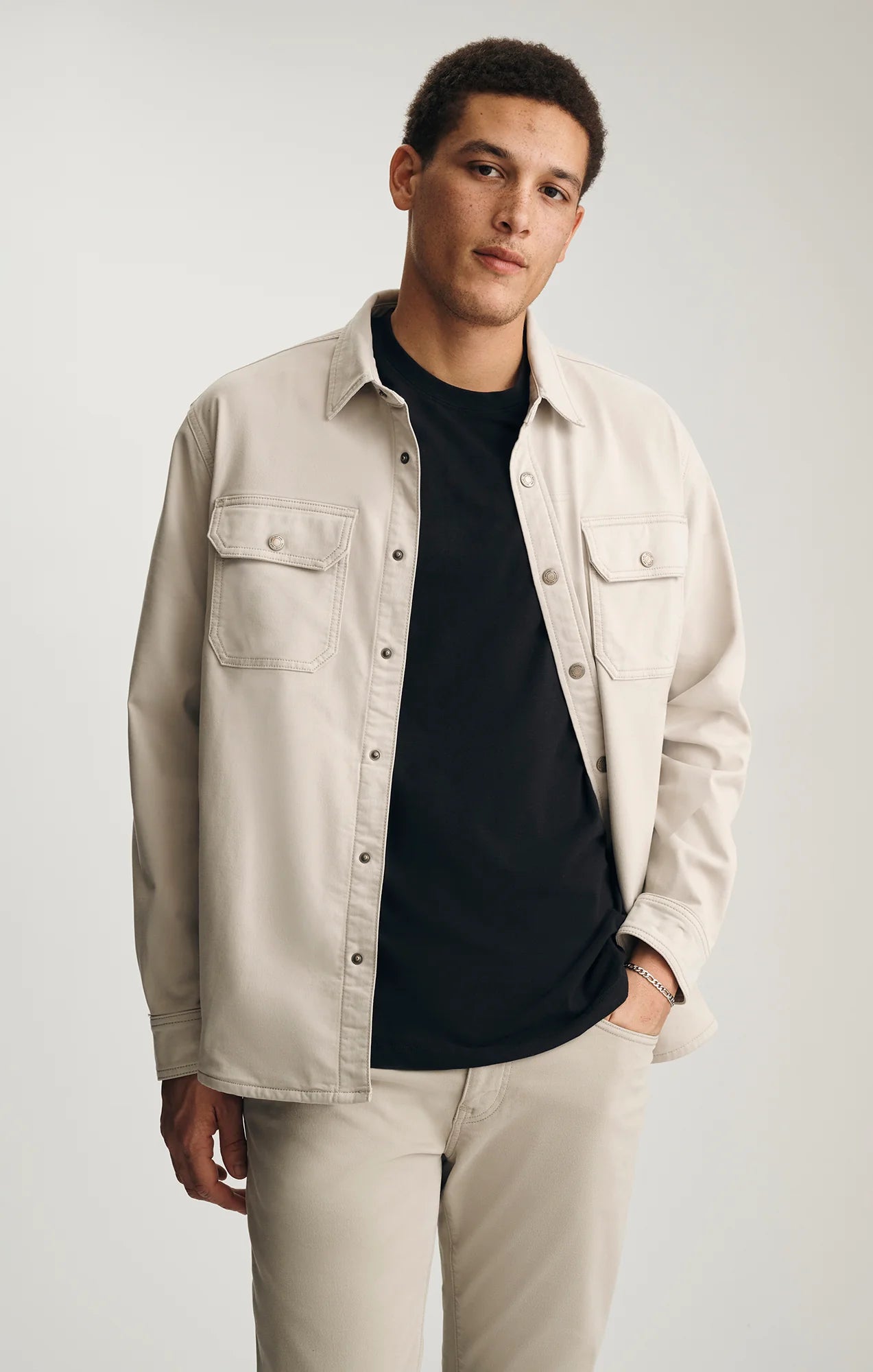 Asher Denim Overshirt | Beige