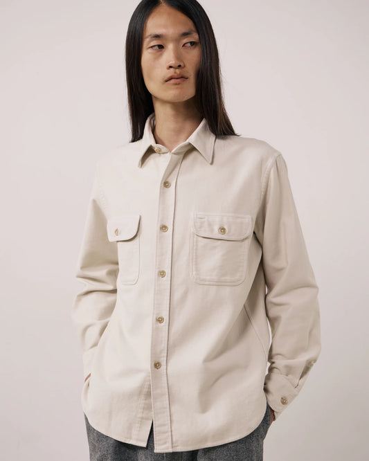 Paco Ecru Cotton Flannel Shirt | Stone