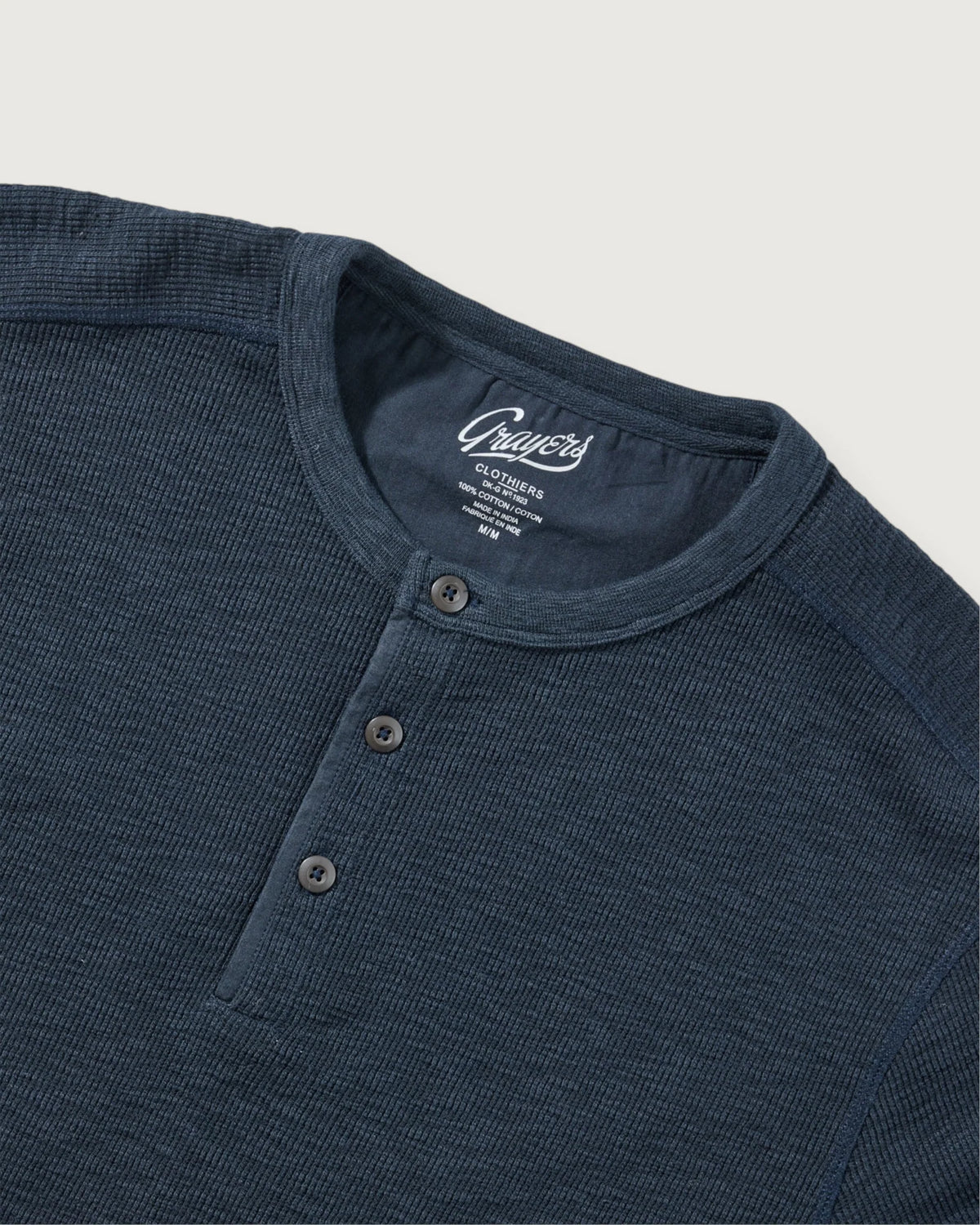 Clint LS Waffle Henley | Dark Navy