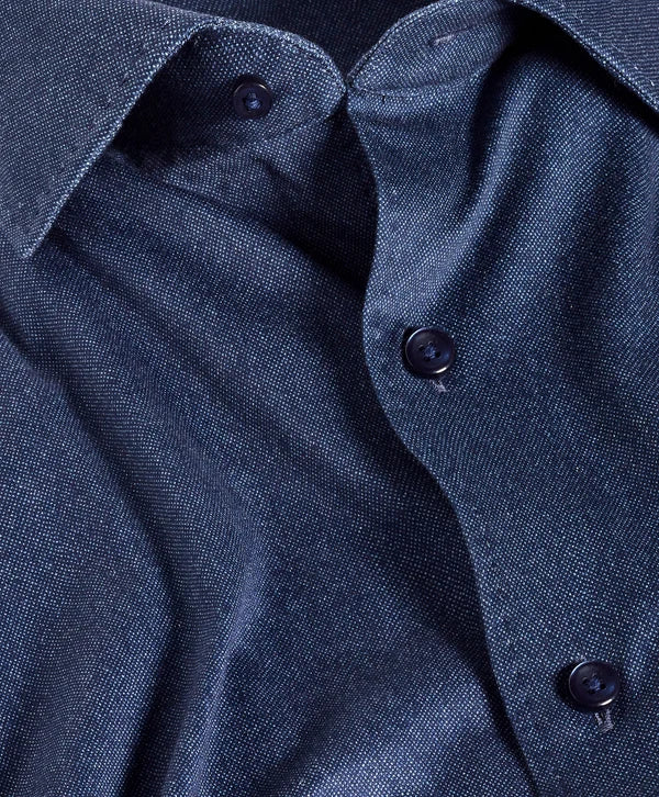 Solid Texture Knit Sport Shirt | Navy