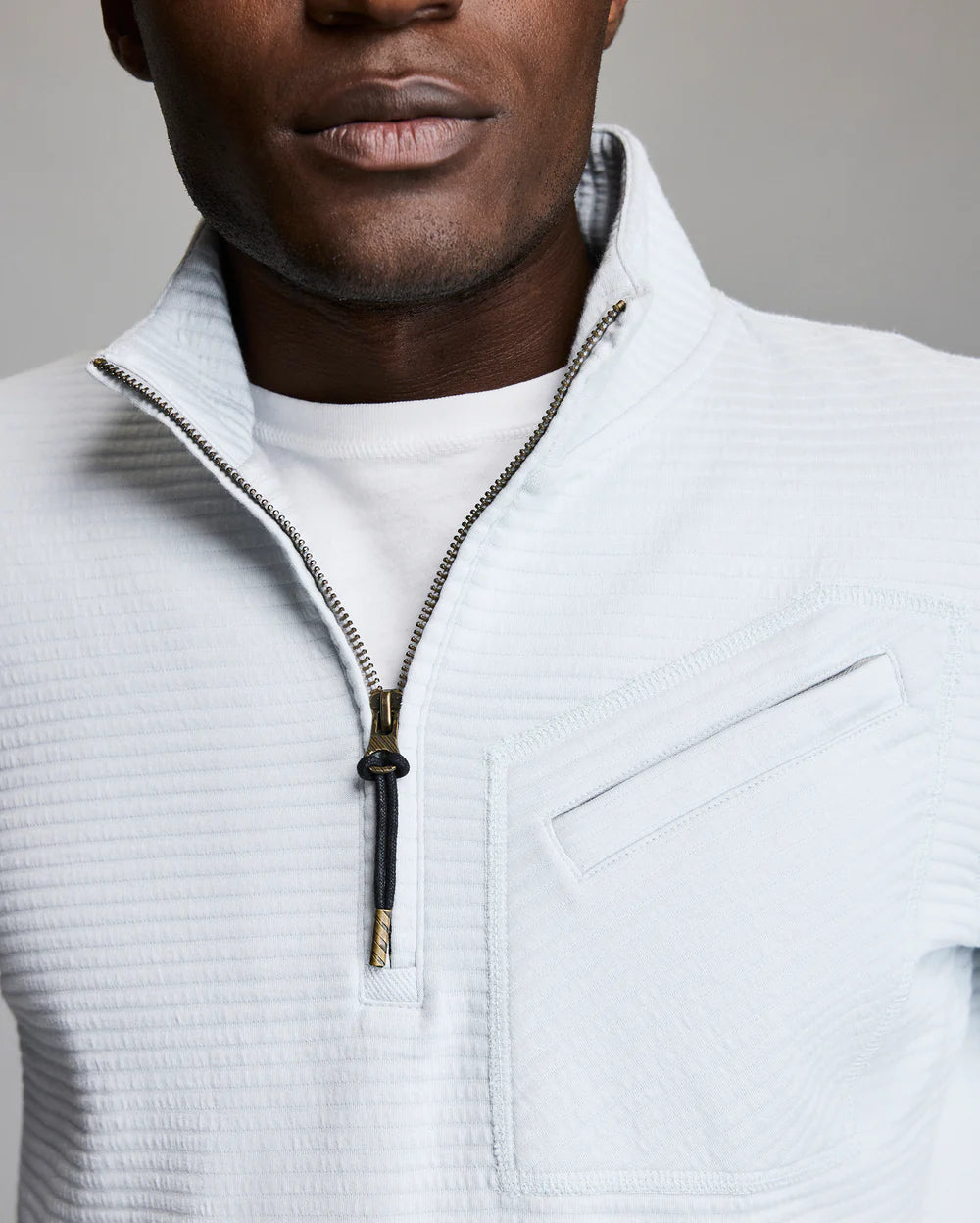 Quilted Half Zip | Beach Blue