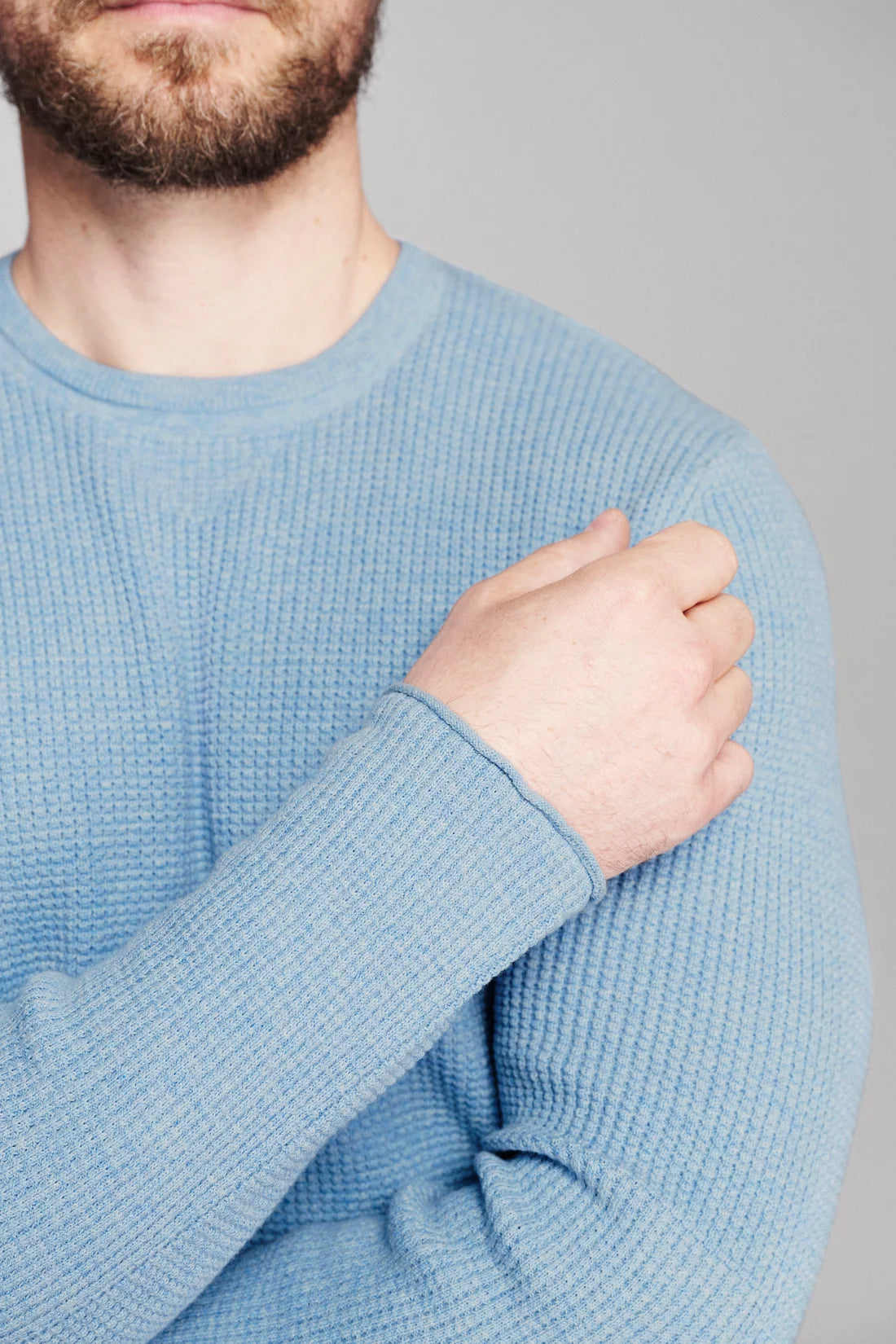 Martin Mini Waffle Crew | Chambray Blue Heather