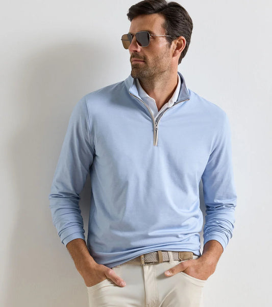 Albatross Cotton-Blend Pique 1/4 Zip | Dusk Blue