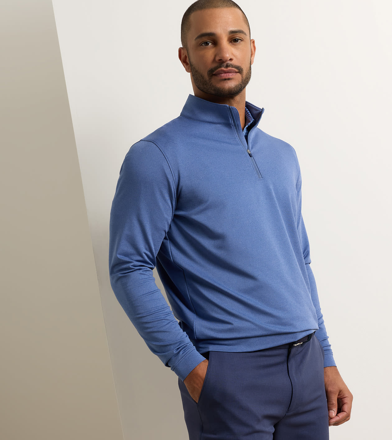 Perth Melange Performance 1/4 Zip | Bali Blue