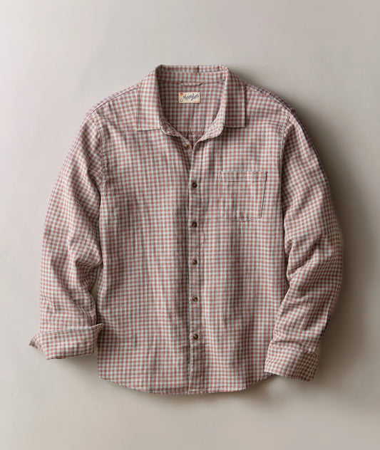 Classic Stretch Selvage Shirt | Burgundy/Blue Gingham